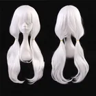 Парик для косплея аниме Danganronpa V3 Angie Yonaga Anjii, термостойкие парики 70 см, белые волнистые Длинные Синтетические волосы для женщин + шапочка для парика