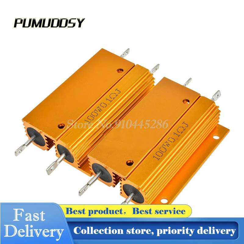 RX24 100 Вт 3R 3RJ металлический корпус алюминиевый Золотой резистор Высокая мощность