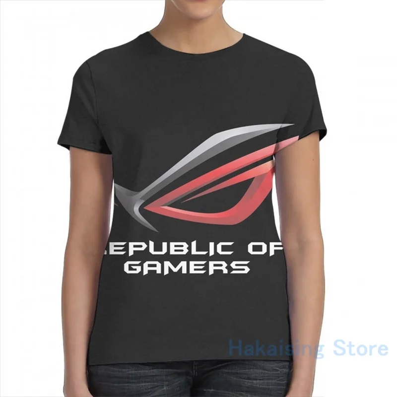 Мини-Футболка ROG с принтом для мужчин и женщин модная тенниска коротким рукавом