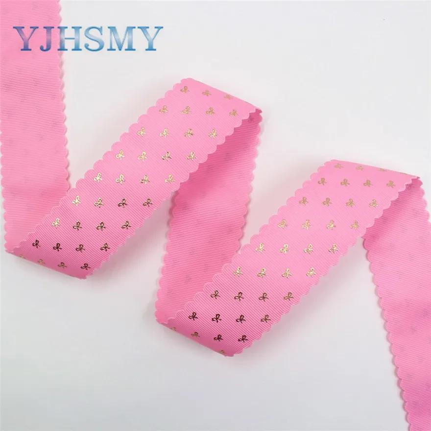 I-19729-1751 YJHSMY, I-19729-1747, 38 мм, 10 ярдов сплошной цвет горячей штамповки лук-узел корсажные ленты, лук крышка DIY аксессуары украшения - Цвет: I-19729-1751