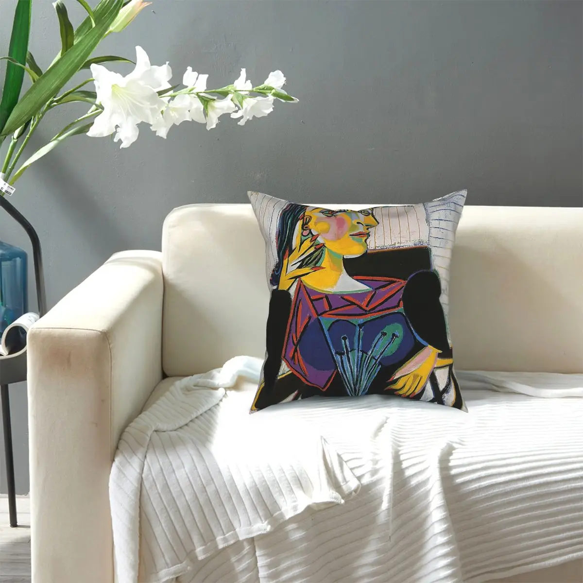 

Portrait Of Dora Maar-Pablo Picasso Throw Pillow Cover Polyester Cushions for Sofa Awesome Pillowcase