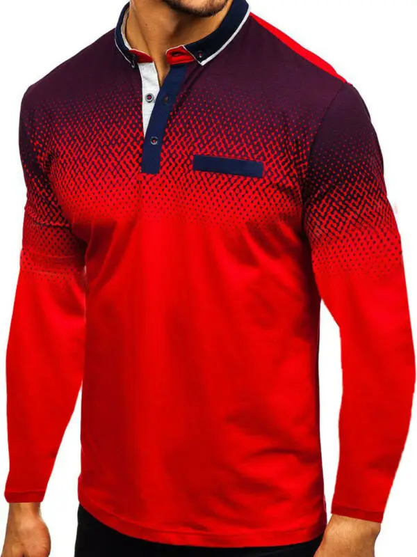 Рубашка мужская приталенная с длинным рукавом модная сорочка градиентом