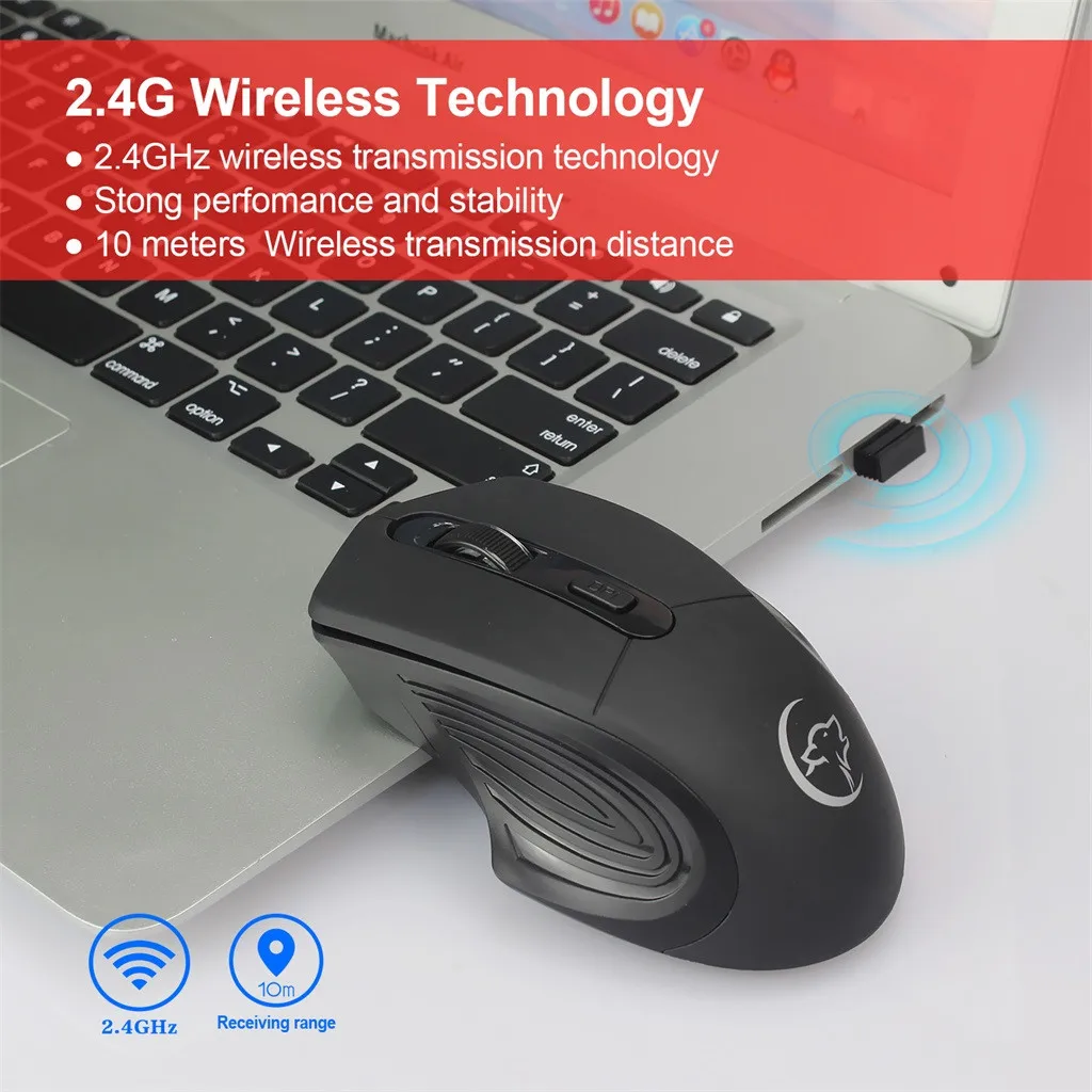 Беспроводная оптическая USB игровая мышь 2 4 ГГц 2400DPI перезаряжаемая Бесшумная для