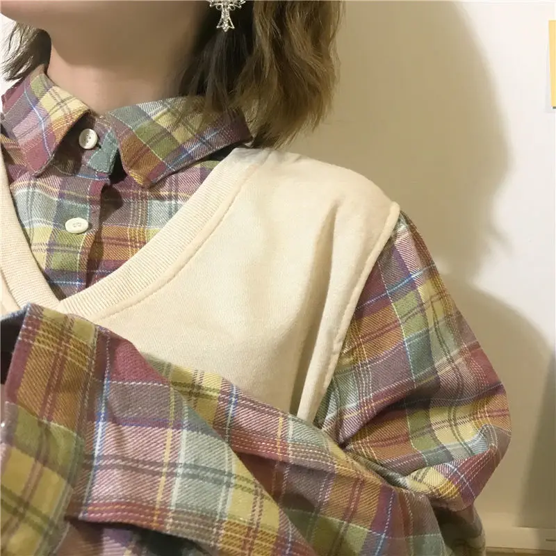 

Sweater Vests Women Oversize M-XXL Sleeveless Sweaters Girls Preppy Baggy All-match Students Cute Knitted Jumpers Simple Outwear