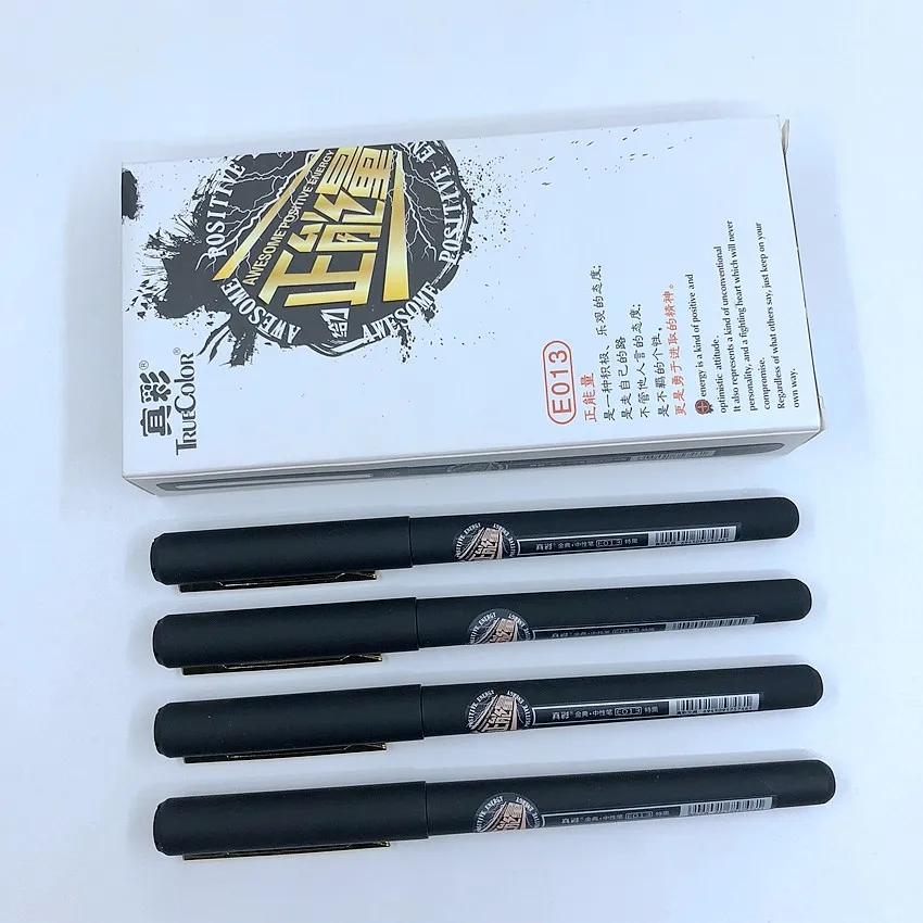 

[TrueColor] (12 Pieces/Lot) Classic School Office Supplies 0.5mm Gel Pens For Writing Black Ink Color Student Stationery E013
