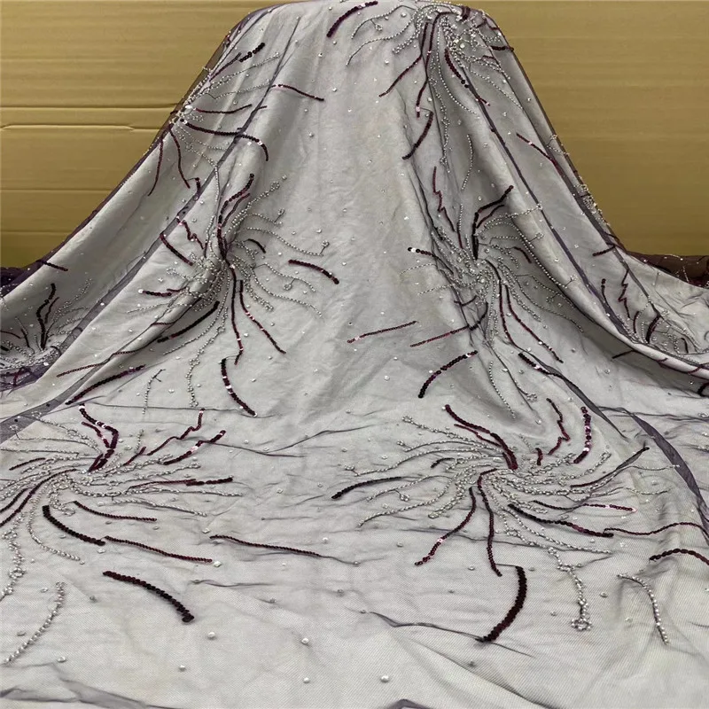 

Madison New Design African Party Lace Flower Embroidered Net Fabrics For Patchwork Luxury Fabrics With Beaded Evening Dresses