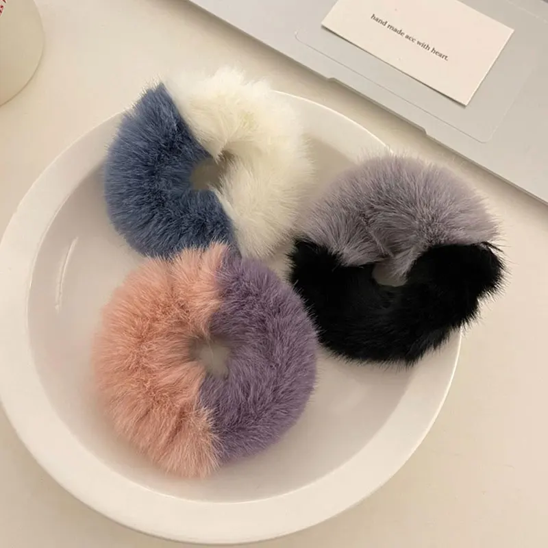 

Korea Style Contrasting Color Cute Hair Ring Sweet All-matched Elegant Beautiful Headdress Stylish Popular Plush Hair Ring