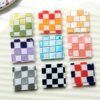 10pcs ins trendy colorful plaid charms for diy making earrings necklace jewelry accessories phone case decoration