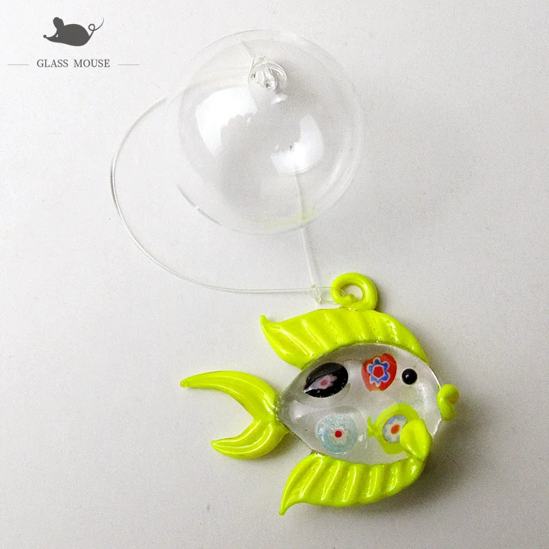 

Glass floating bubble fish handmade Figurine aquarium decor accessories pendant miniature lovely marine animal statue ornaments