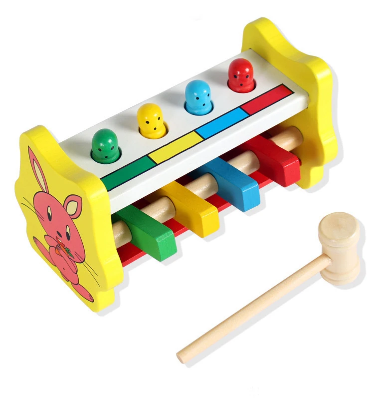 Деревянные игрушки Красочный ритм 4 Строительные блоки игра пилинг стол раннее