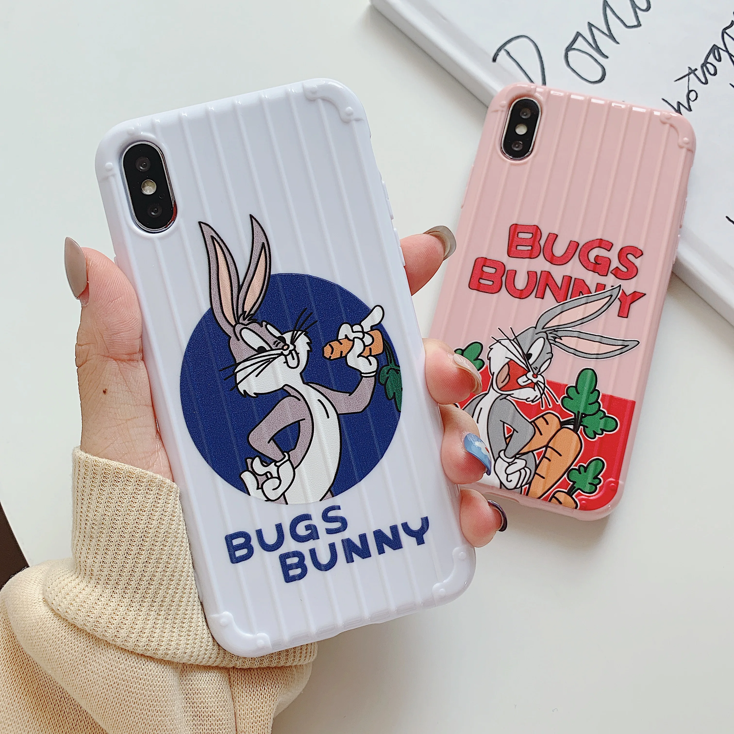 Новый чемодан стиль мультфильм кошка и Кролик Пара телефон защитный чехол для