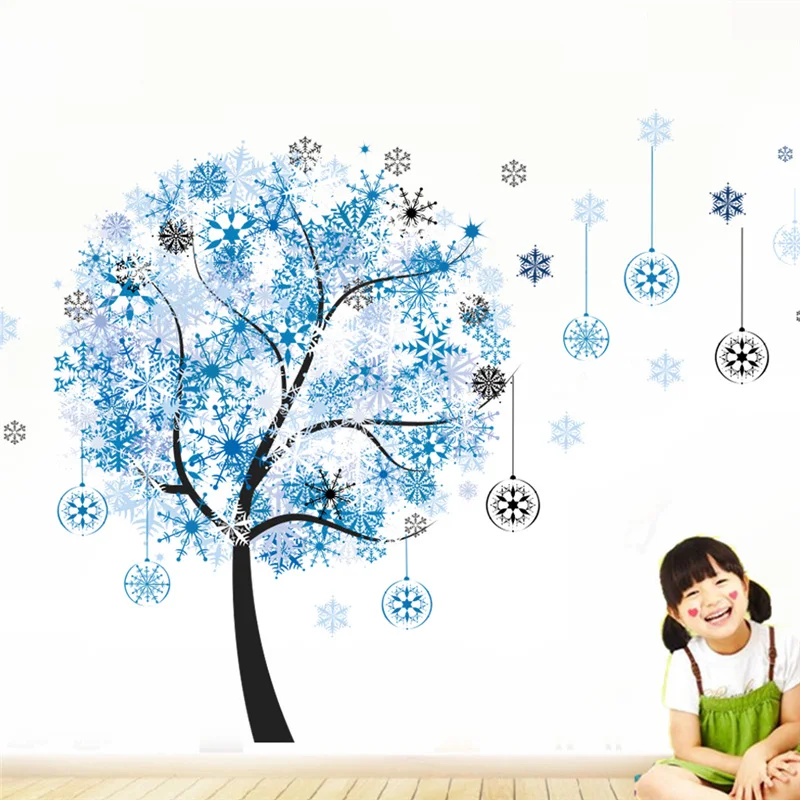 

Beautiful Snowflake Tree Wall Art Sticker For Girls Room Bedroom Home Decoration Diy Plant Wall Mural Decals Pvc Poster