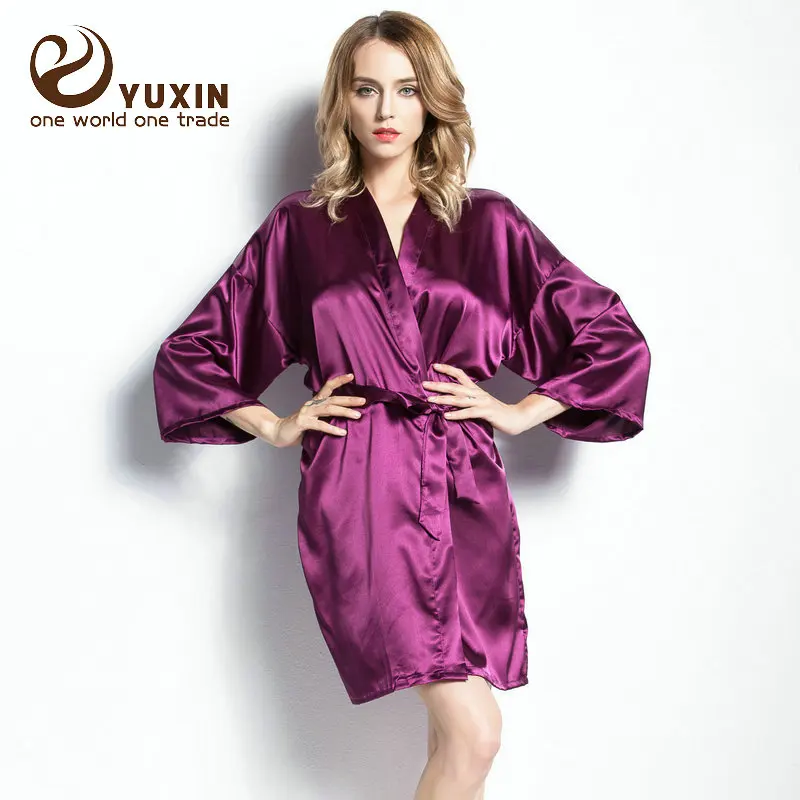 Plain Satin Robes Women Wedding Robe Bride Bridesmaid Robes Dressing Gown Bridal Robe Bridesmaid Silk Robe Plum Silk Robes