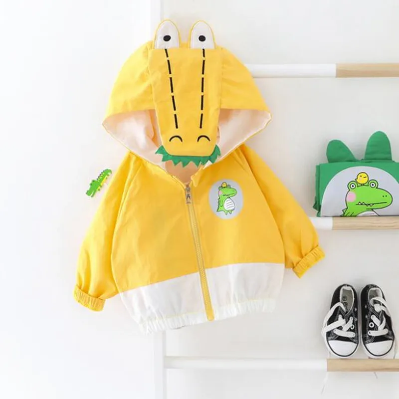 

Children's Long Sleeve Cartoon Coat 2021 Spring Autumn New Baby Boys Girls Crocodile Hooded Pullover Jacket For 0-5 Years