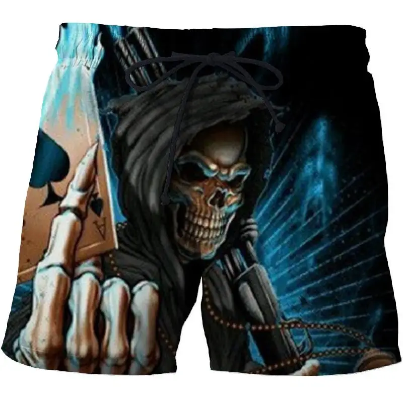 

2019 new Skull poker 3D printed Beach Shorts Masculino Men Pant Printed Board Shorts Anime Short Plage Quick Dry Pant Streetwear