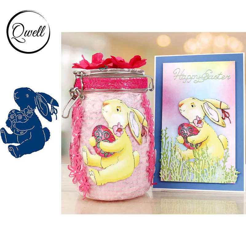 QWELL металлические штампы с изображением животных кролика яйца для скрапбукинга и
