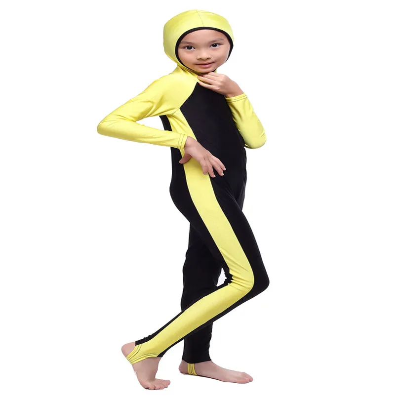 Цельнокроеные костюмы для девочек длинные рукава штаны и колпачки исламские