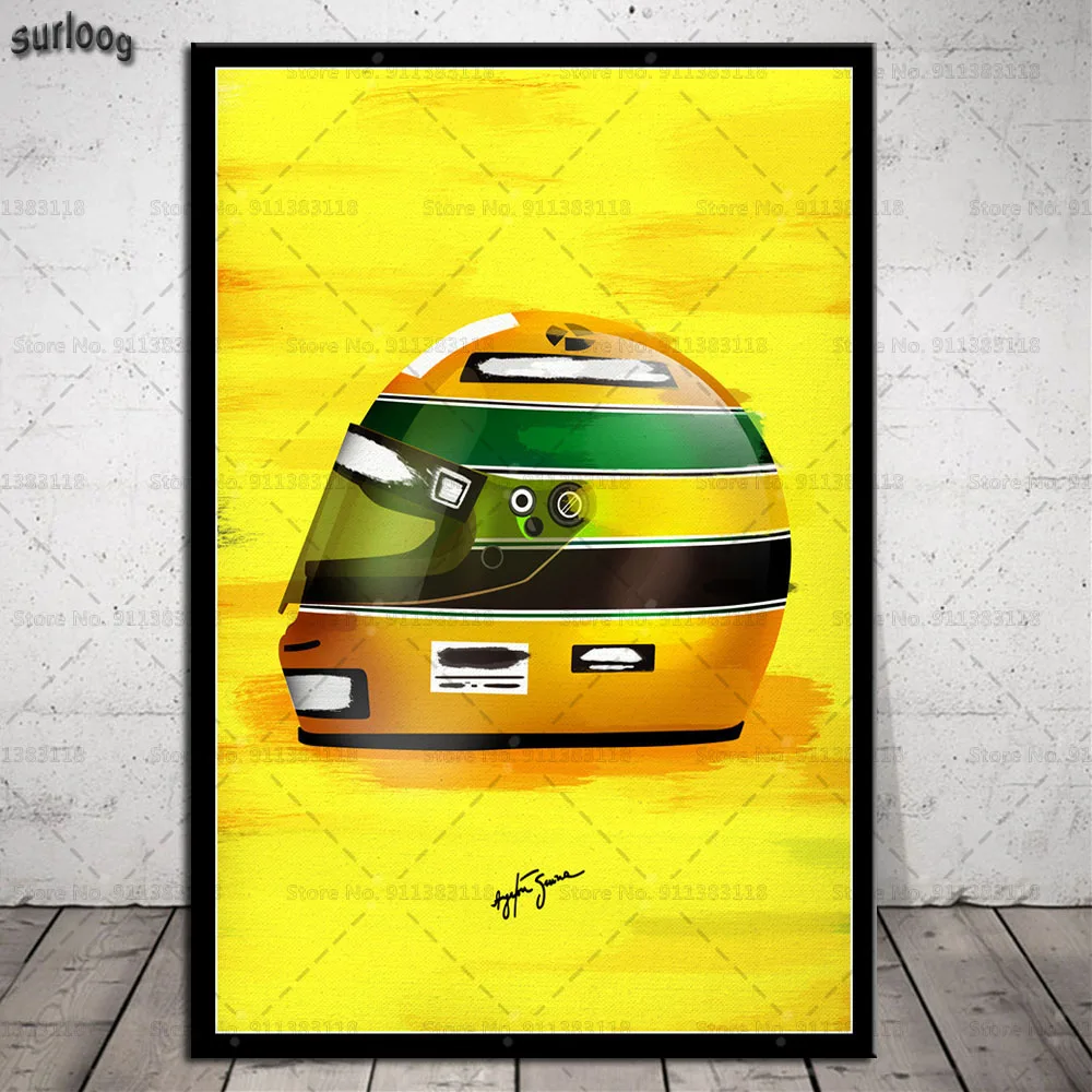 Плакат с изображением шлемов Ayrton Senna. Легендарные горячие фотографии, печати на холсте для декора гостиной и дома.