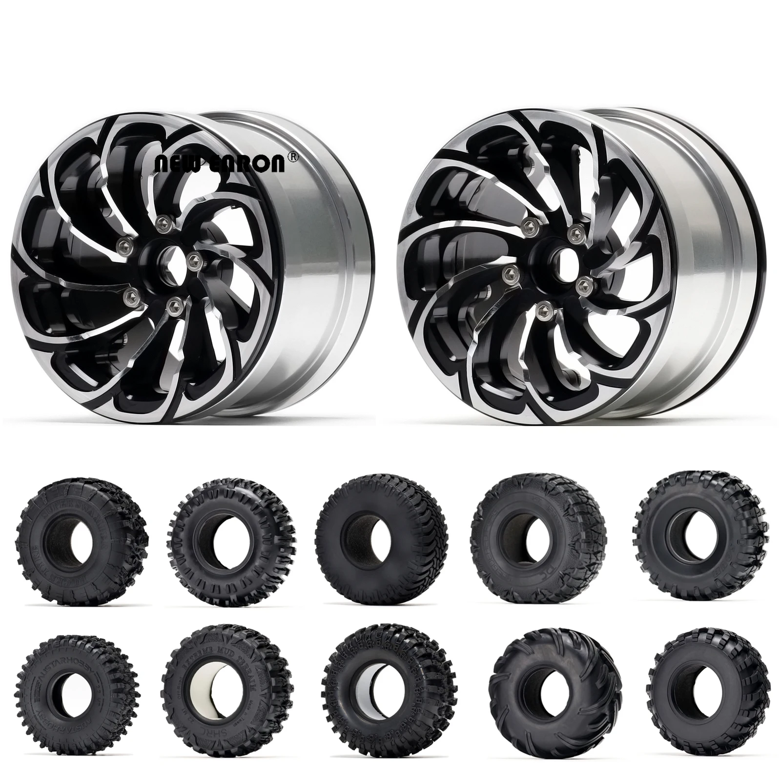 

NEW ENRON 2.2" Alloy Beadlock Wheels Rim & Rubber Tires 4P for RC Car 1/10 Axial SCX10 II 90046 90047 Traxxas TRX-4 Wraith RR10