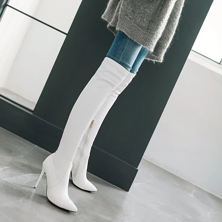 Женские высокие сапоги большого размера женские выше колена однотонные на