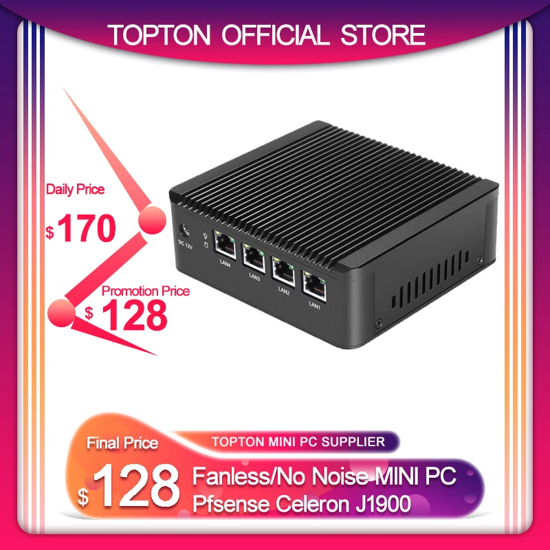 Мини пк Topton Pfsense Mini Linux Celeron J1900L4 4 ядерный|Мини ПК| |