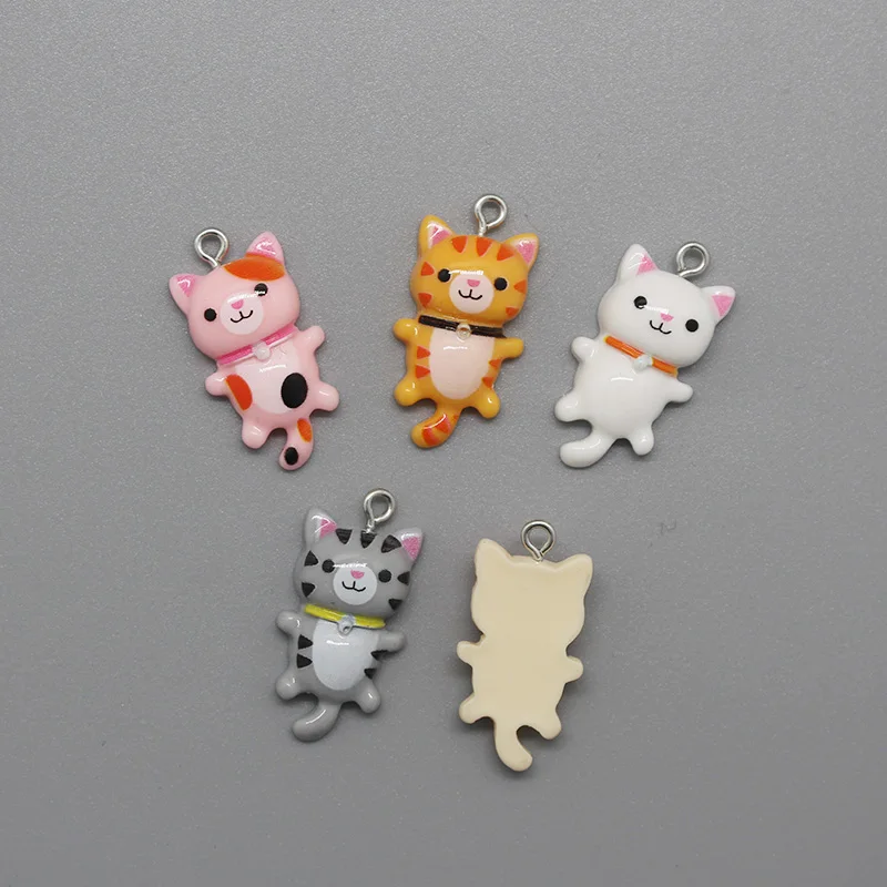 10pcs Kawaii Colorful Cats Earring Resin Charms Cute Animals Keychains Necklace Bracelet Pendant Accessory Diy For Jewelry Make |