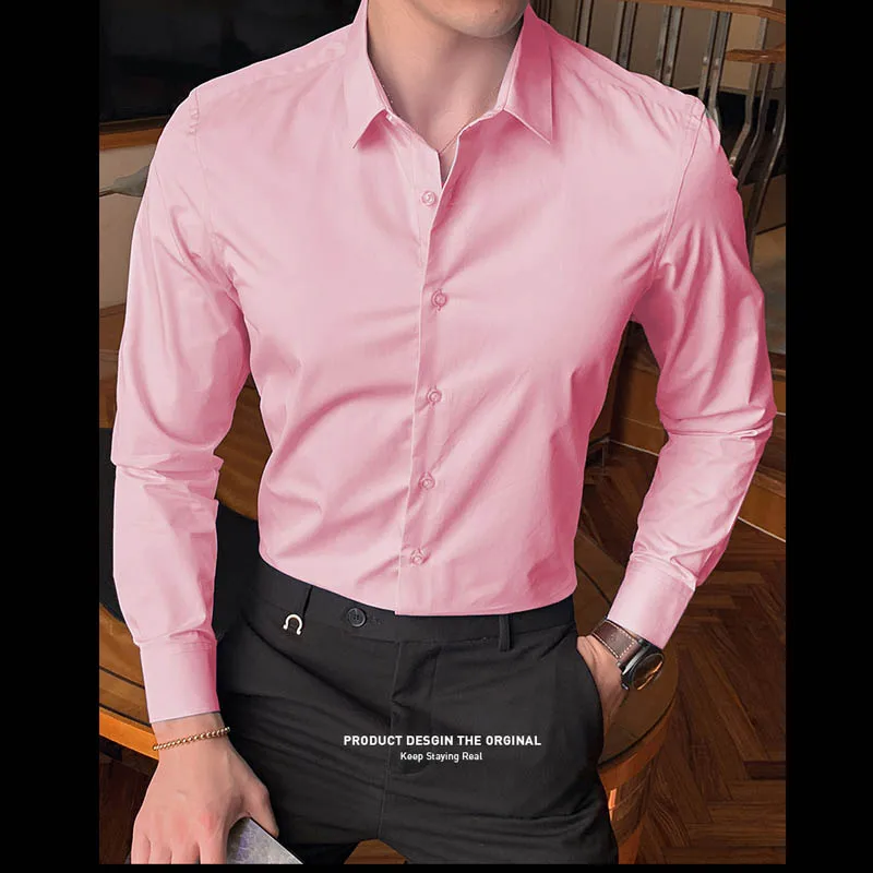 

2021 New Cotton Long Sleeve Shirt Solid Slim Fit Male Social Casual Business White Black Dress Shirt Fashion 5XL 6XL 7XL 8XL