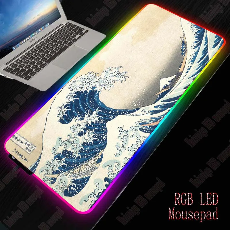 

Mairuige Wave Art RGB Large Gaming Mouse Pad Gamer Computer Mousepad Led Big Mouse Mat Keyboard Desk PC Mause Pad with Backlit