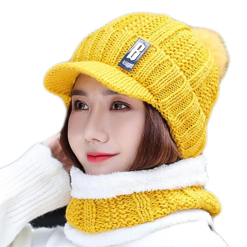 SUOGRY Новый козырек B буквы вязаная шапка женская брендовая Высококачественная