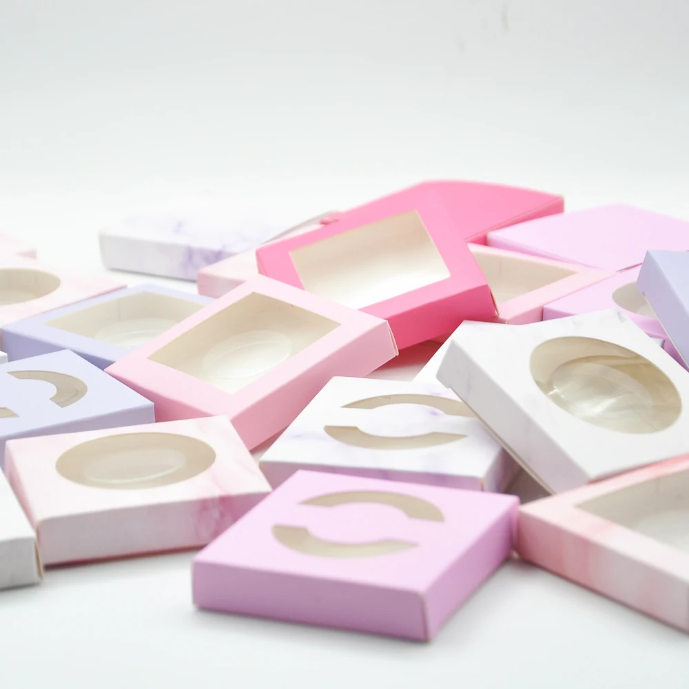 

100pack Wholesale paper eyelash packaging box custom logo lash boxes package faux cils 25mm mink lashes Square case bulk vendors