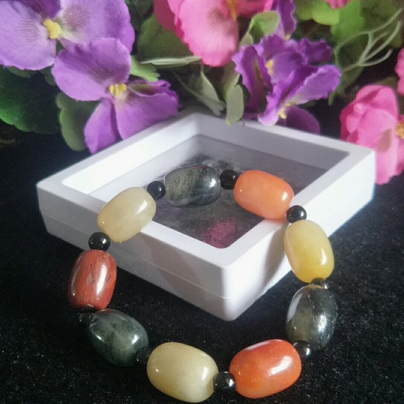 

Natural Xinjiang Jin si yu Colour Jade Bracelet Jewelry Lucky Exorcise evil spirits Auspicious Amulet Jade Bracelet Fine Jewelry