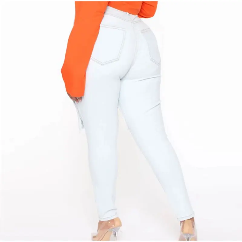 Женские джинсовые брюки с потертостями, повседневные облегающие брюки с потертостями, размер 4XL, 5xl, винтажные, белые, синие, мешковатые, тонк... от AliExpress WW