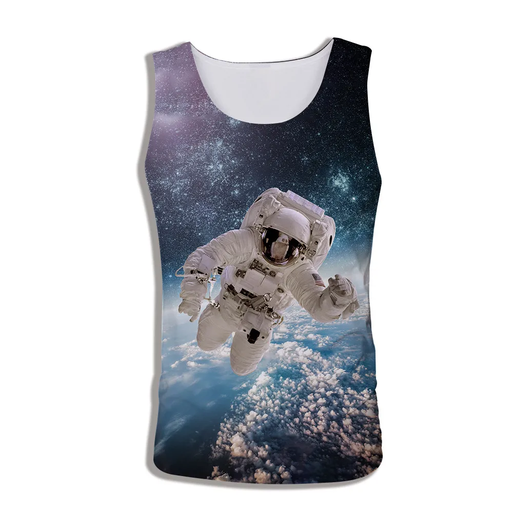 Новинка 2019 мужской жилет с 3d принтом космонавта майка без рукавов для фитнеса
