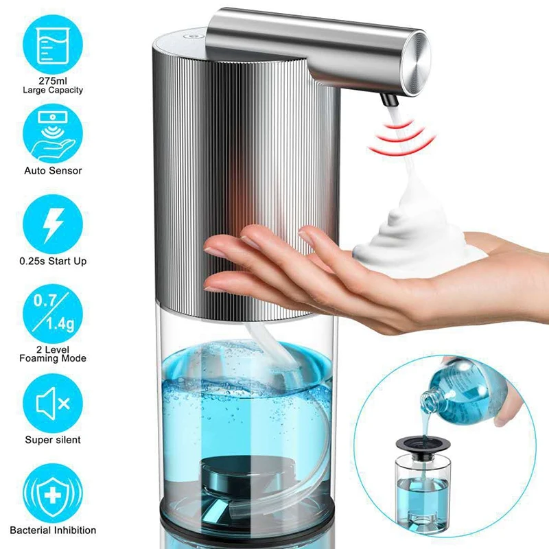 

Automatic Soap Dispenser, Touchless Aluminum Alloy Infrared Induction Silent Adjustable Foam Liquid Soap Dispenser