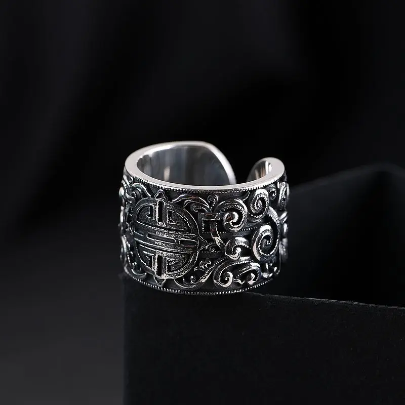 Кольцо мужское/женское однотонное из натурального серебра 925 пробы широкое с 3D