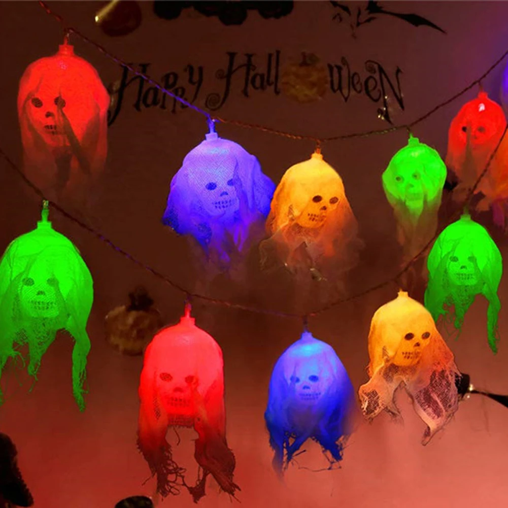 

Scary Veil Skull LED Light Halloween String Light Holiday Indoor Halloween Party Haunted House Decor Supplies