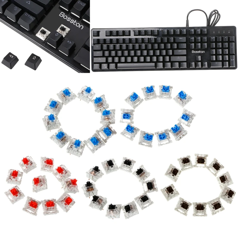 10Pcs 3 Pin Mechanical Keyboard Switch Blue Red Brown Black Replacement For Gateron Cherry MX