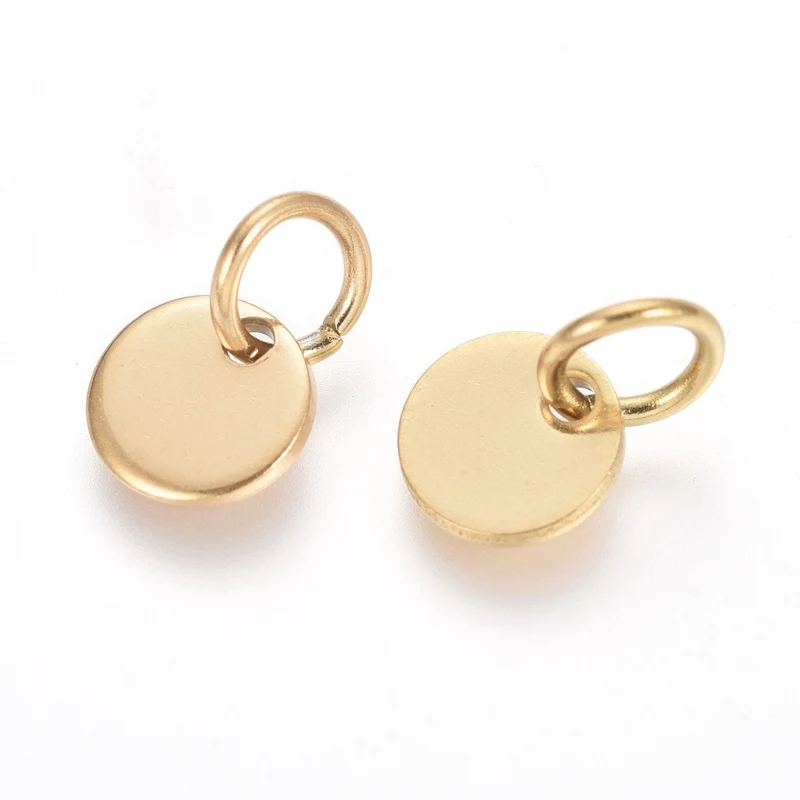 

20pcs Flat Round Vacuum Plating Stainless Steel Stamping Blank Dog Tag Pendants Charms for DIY Bracelet Jewelry Golden/Rose Gold