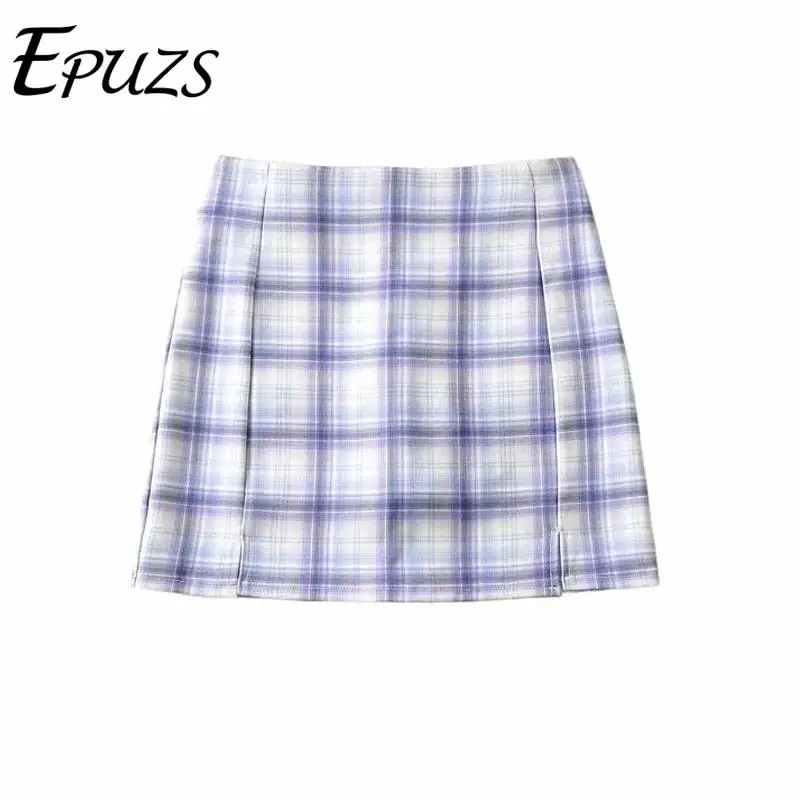 

Vintage fasnhion green plaid skirts women mini skirt sexy high waisr Shorts skirts summer female bodycon skirt 2020