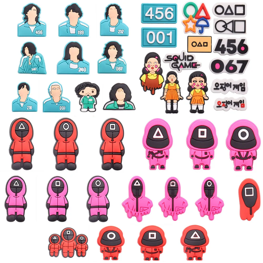

41pcs/set PVC Squid Game Shoe Buckle Accessories DIY Shoes Decoration for Croc Charms Bracelets Kids Birthday Gifts