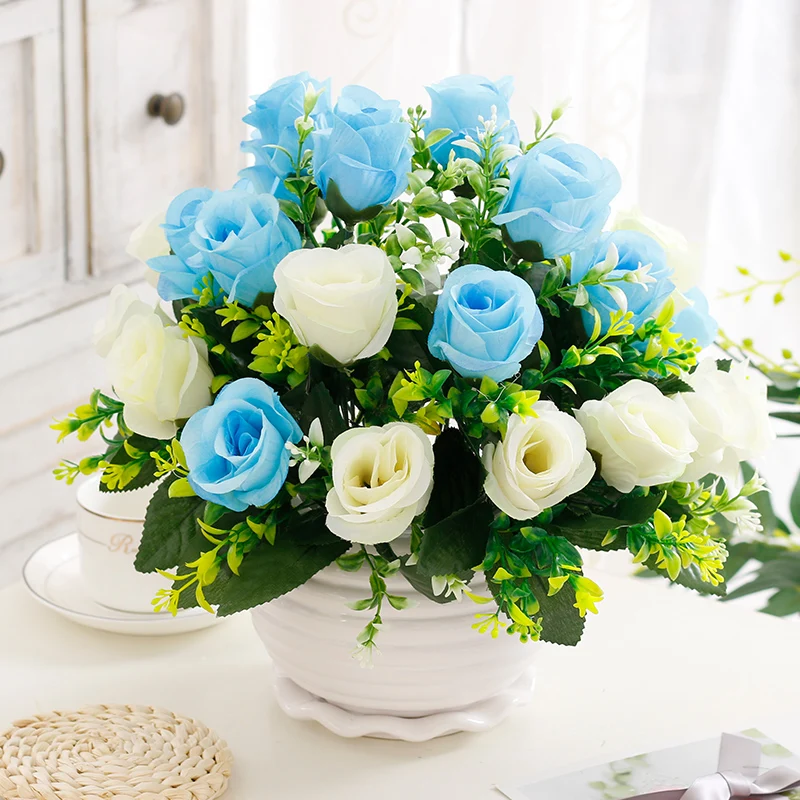 Современная керамическая ваза + набор искусственных цветов фигурка украшение