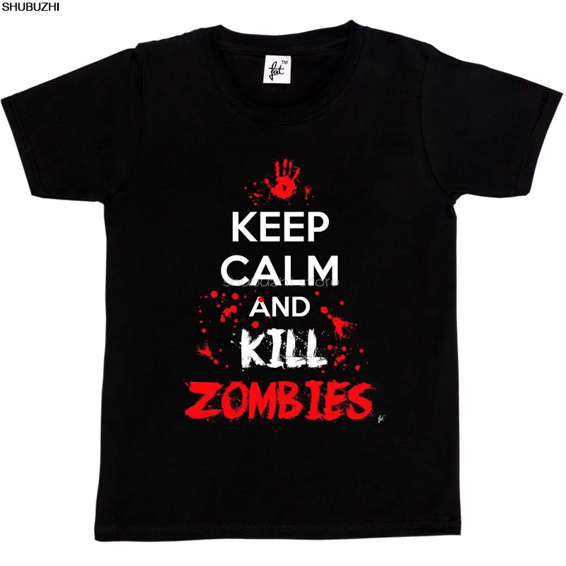 Футболка для мальчиков и девочек с надписью Keep Calm &amp Kill зомби апокалипсисом брызг