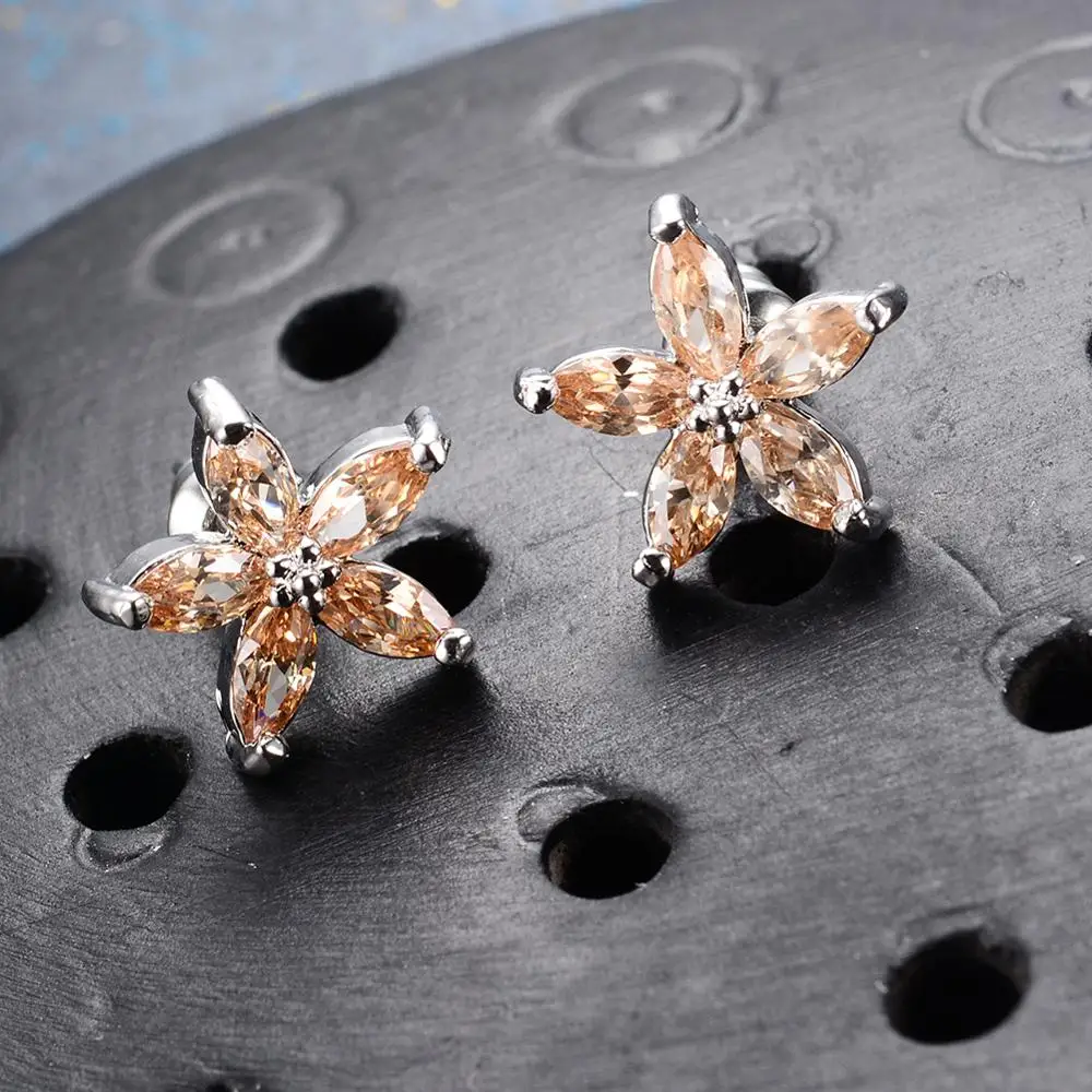 Милые женские маленькие серьги гвоздики в стиле бохо со звездами черные синие