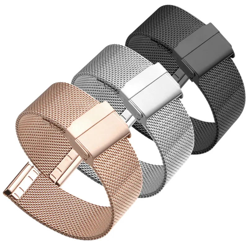 Stainless Steel Strap 14mm 16mm 18mm 19mm 20mm 22mm Watchband For DW Fossil Huawei Samsung Armani Milanese Metal Wristband | Наручные