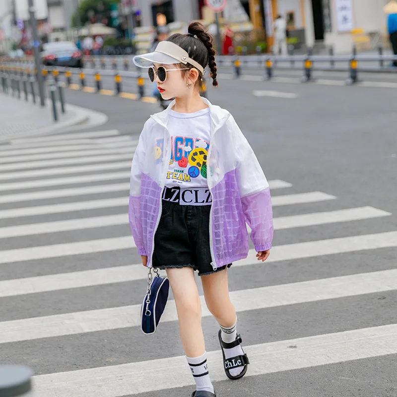 Солнцезащитная Одежда для девочек летние топы модная тонкая пляжная рубашка с