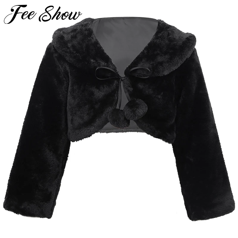 Пальто с искусственным мехом для девочек зимняя теплая куртка длинным рукавом