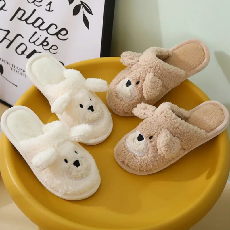 

Домашние тапочки для пар, Теплые Симпатичные мужские тапочки, зимняя обувь для женщин, новинка 2021, модная повседневная Милая мультяшная соб...