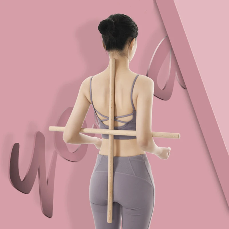 

Yoga Fitness Stick Open Shoulder Back Stretching Training Pole Prevent Hunchback Posture Correction Support Bar Pilates Tool