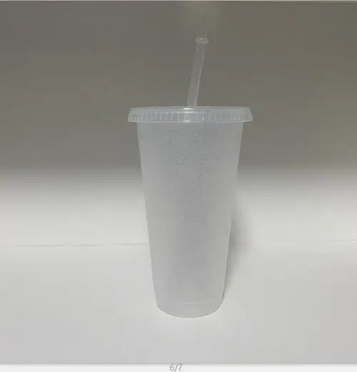 

Transparent Sequins Shiny PP Plastic Cups Tumbler With Lid And Straw Cup Fashion Coffee Cup Milk Cup Juice Cup 700ml Good Gift