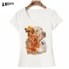AMEITTE милый умный друг, подходит для породы золотистый ретривер со вставкой-футболка с принтом женская летняя футболка с забавным изображением собаки повседневные топы, милые футболки для девочек